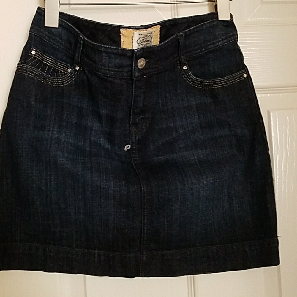White house black market denim mini skirt